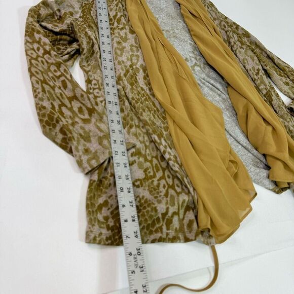 LOGO Lounge Cardigan Womens 3X Green Snakeskin Pockets Lori Goldstein Flowy - Picture 4 of 9